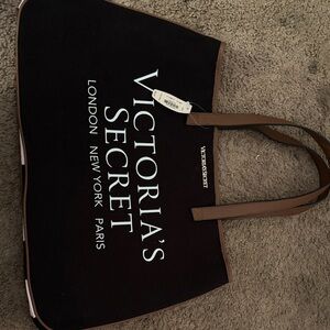 Victoria's Secret Black Tote with Brown Straps